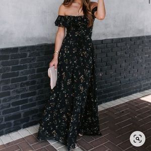 VICI Wagner Off The Shoulder Lace Up Maxi Dress